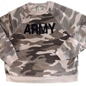 US Army Sweatshirt Women’s XXL Lightweight Fleece Relaxed Fit Camouflage